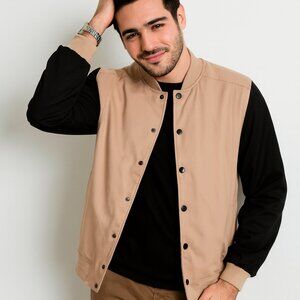 FRIED DENIM bomber jacket w/ snap closure. Christmas gift for him. Medium.  NWT